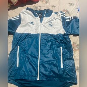 Real Madrid Jacket - Adidas Windbreaker (Full Zip) - Mens Medium
